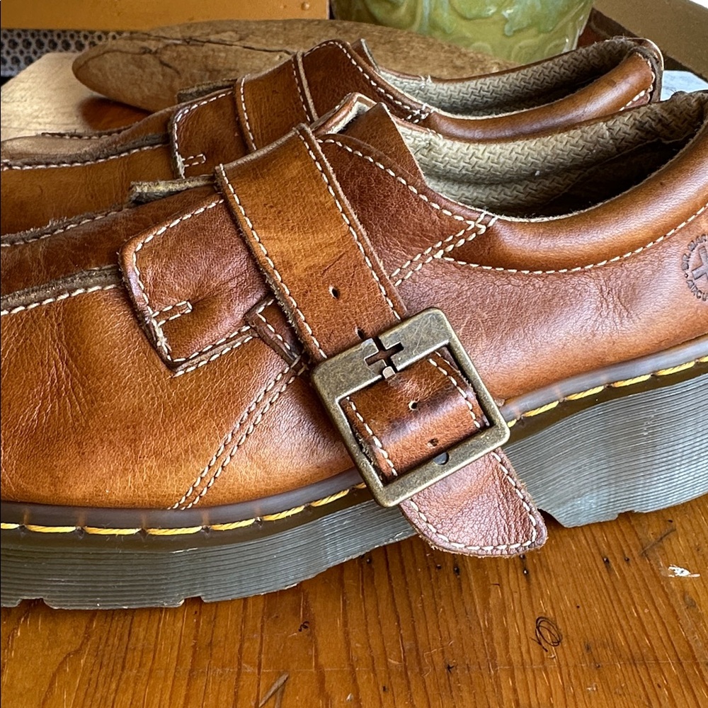 Dr. Martens Brown Leather Buckle Mary Jane Shoes - Picture 3 of 16